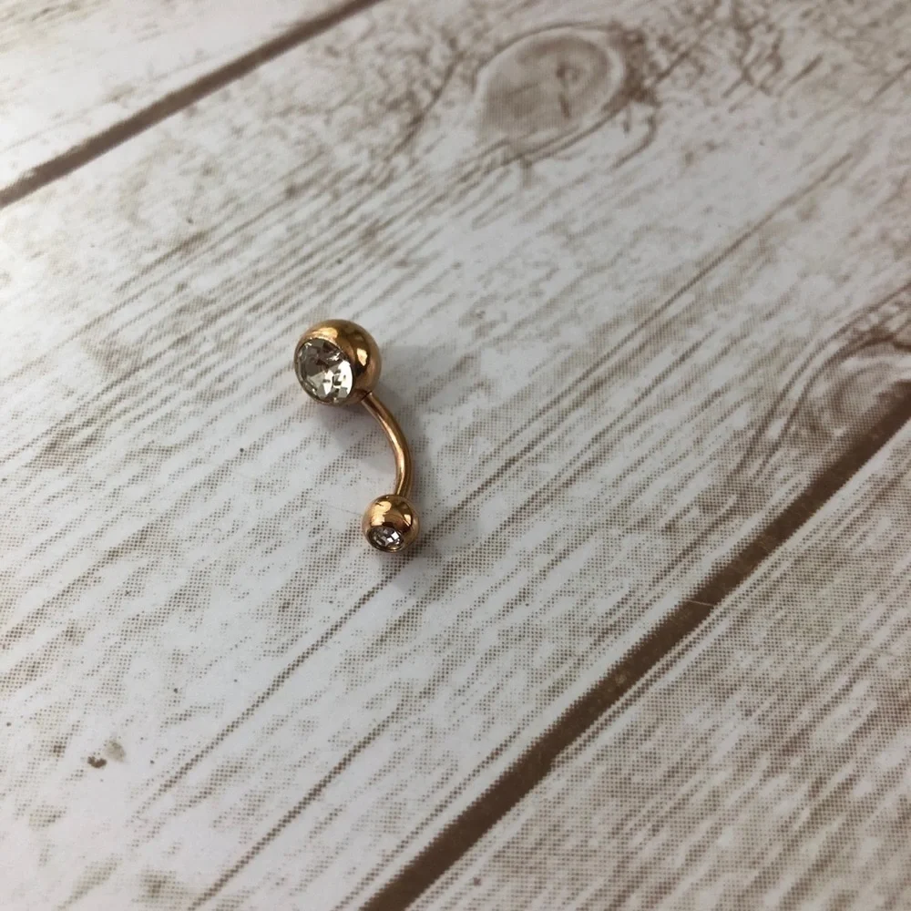 GOLDTONE Cubic Zirconia Belly Ring Bundle Body Jewelry (Three)